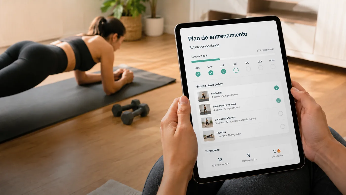 Plan de entrenamiento online personalizado en tablet